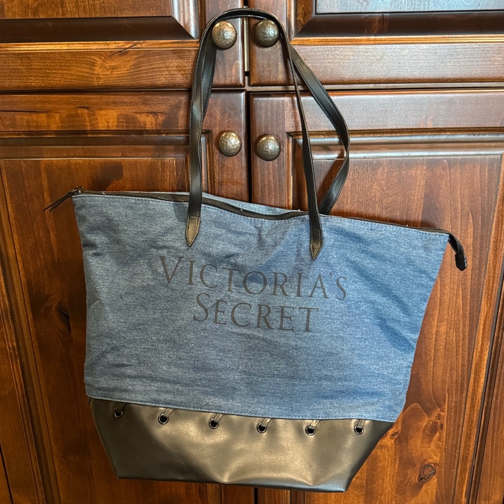 Victoria's Secret Denim and Black Tote